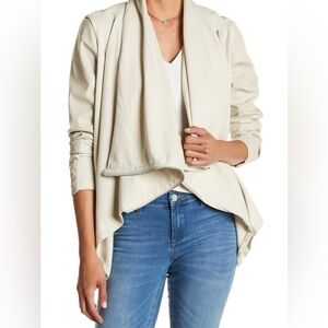 BlankNYC Cream Asymmetrical Women's Mixed Media Blazer S